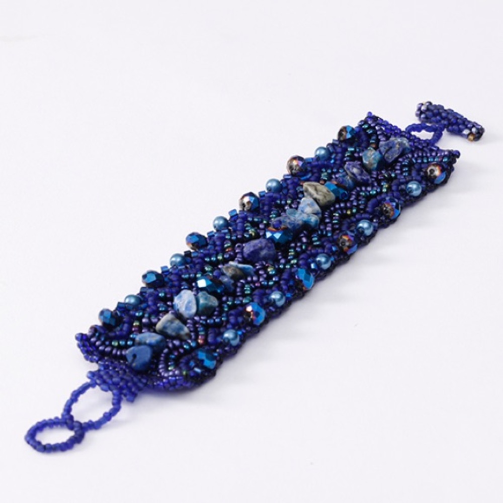 Hand Beaded Guatemalan Artisan Bracelet | Blue Hues